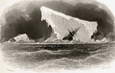 Schiff auf einem Eisberg gestrandet, graviert von J. McGoffin, Titelillustration aus 